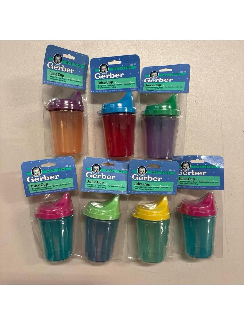 Vintage 1993 90s Gerber Baby Mealtime Juice Sippy Cup Bundle 4oz